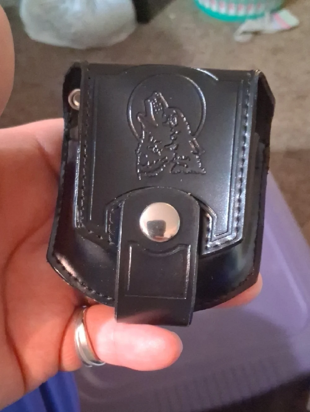Surgical Gloove Holder For Accessory Belt - Black With Wolve